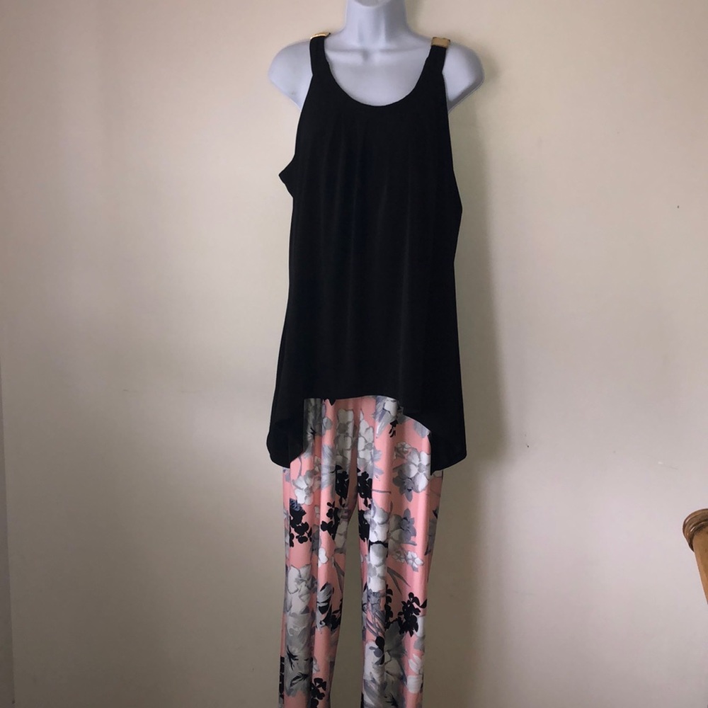 Black Top & Floral Pant Jumpsuit